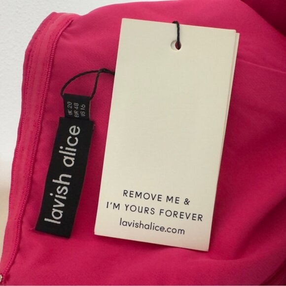 Lavish Alice Eliza curve strapless cowl corset magenta pink midi dress - Picture 6 of 8